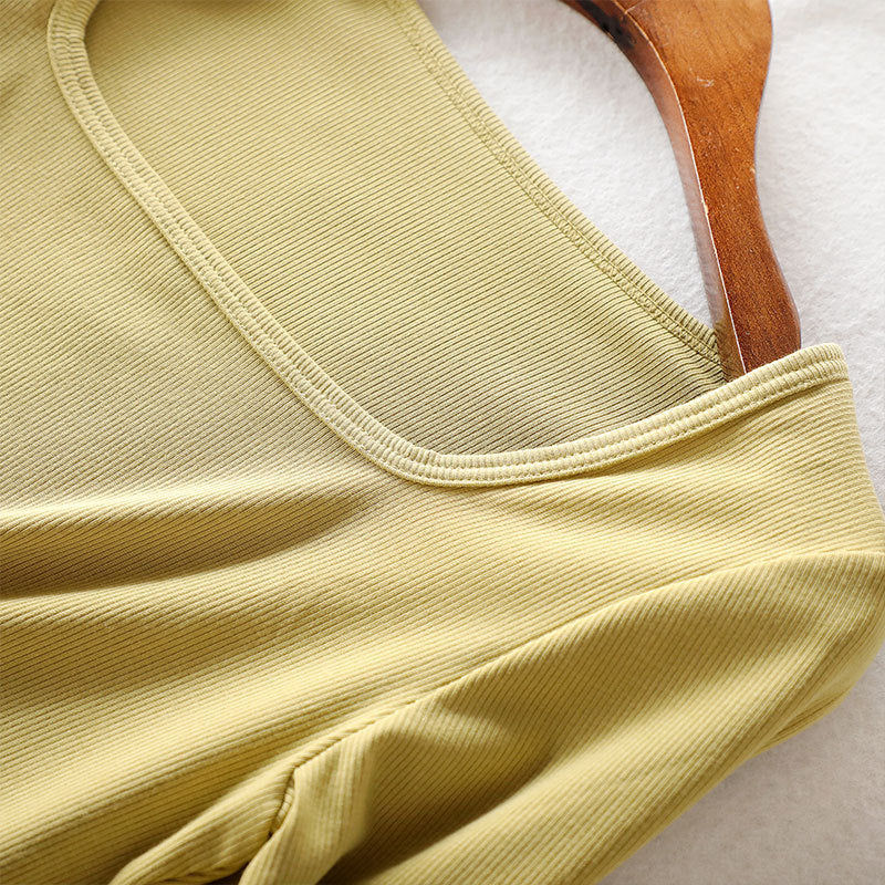 Vintage Square Neck Long Sleeve Crop Top for Women