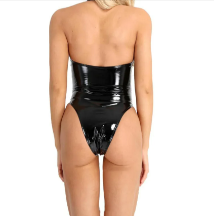 Cutout Faux Leather Bodysuit