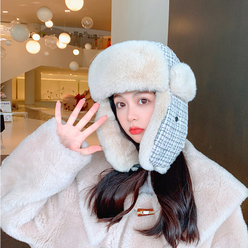 Winter Women's Thermal Cotton Hat for Ear and Wind Protection | Embroidered Cap