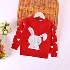 Knit Sweater with Love Rabbit Design Double Coat