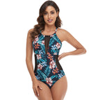 One-Piece Mesh Halter Neck Swimsuit for Water Sports