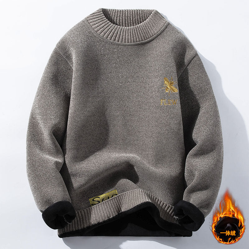 Half High Collar Plus Velvet Padded Sweater