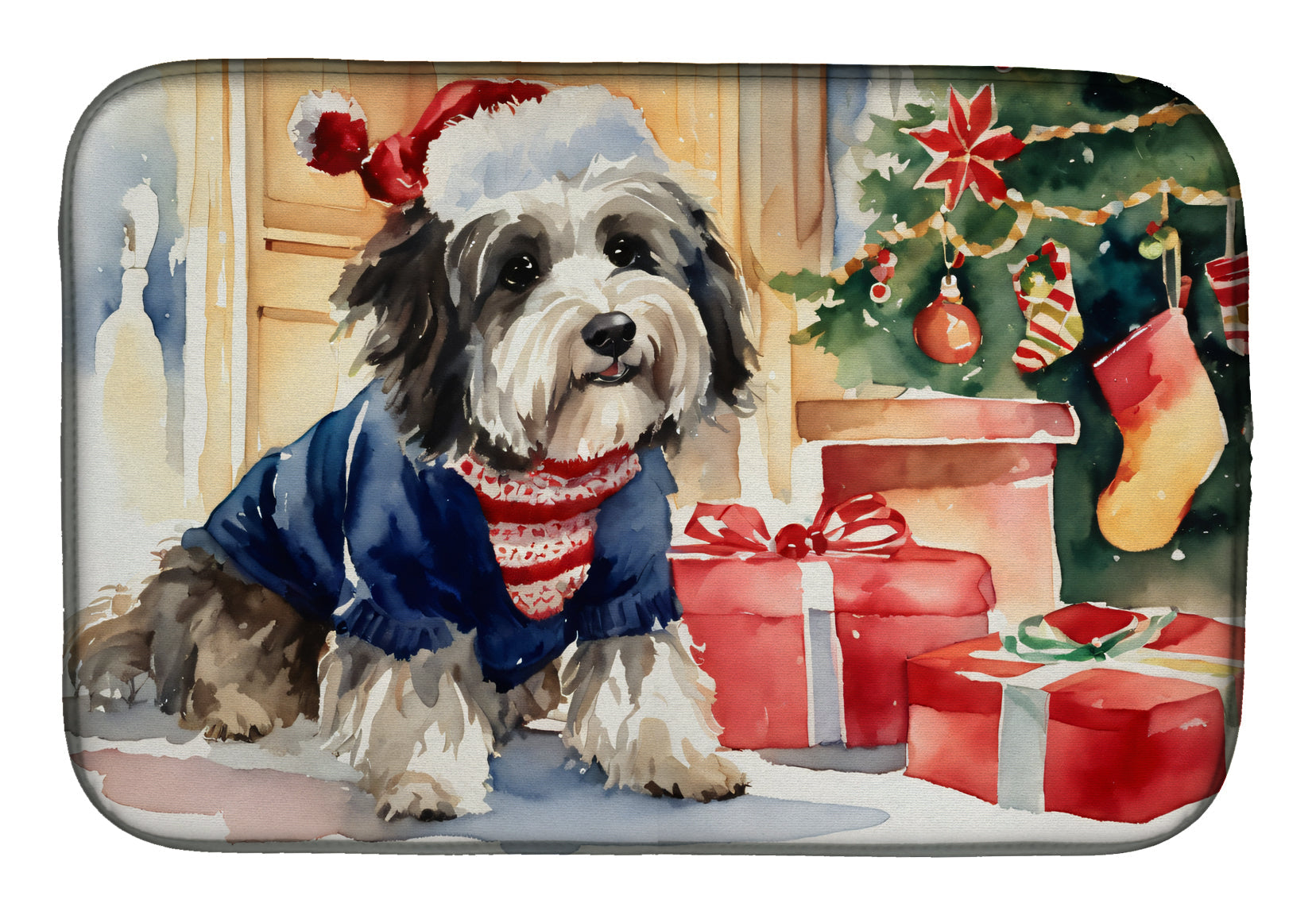 Havanese Cozy Christmas Dish Drying Mat