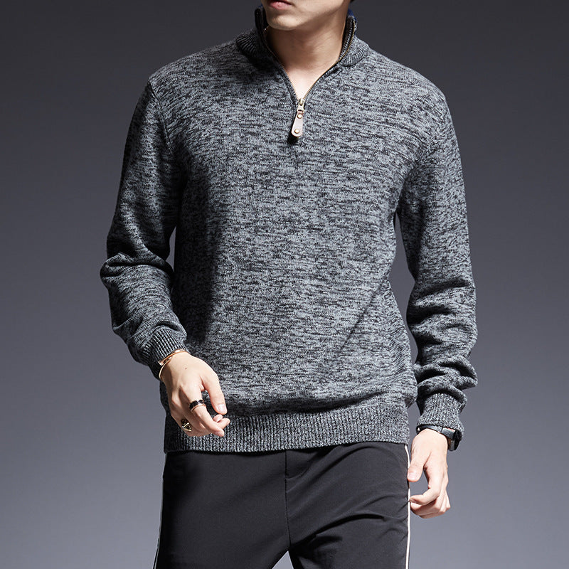 Men's Zipper Stand-up Collar Fashion Sweater Top