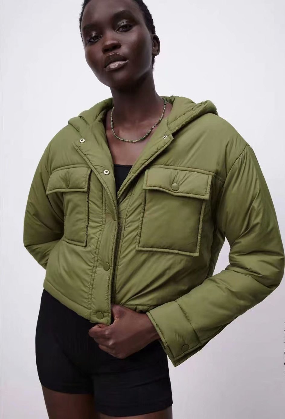 Ladies Hooded Cotton Jacket in Polyester Fashion