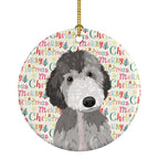 Doodle Silver #1 Christmas Ceramic Ornament