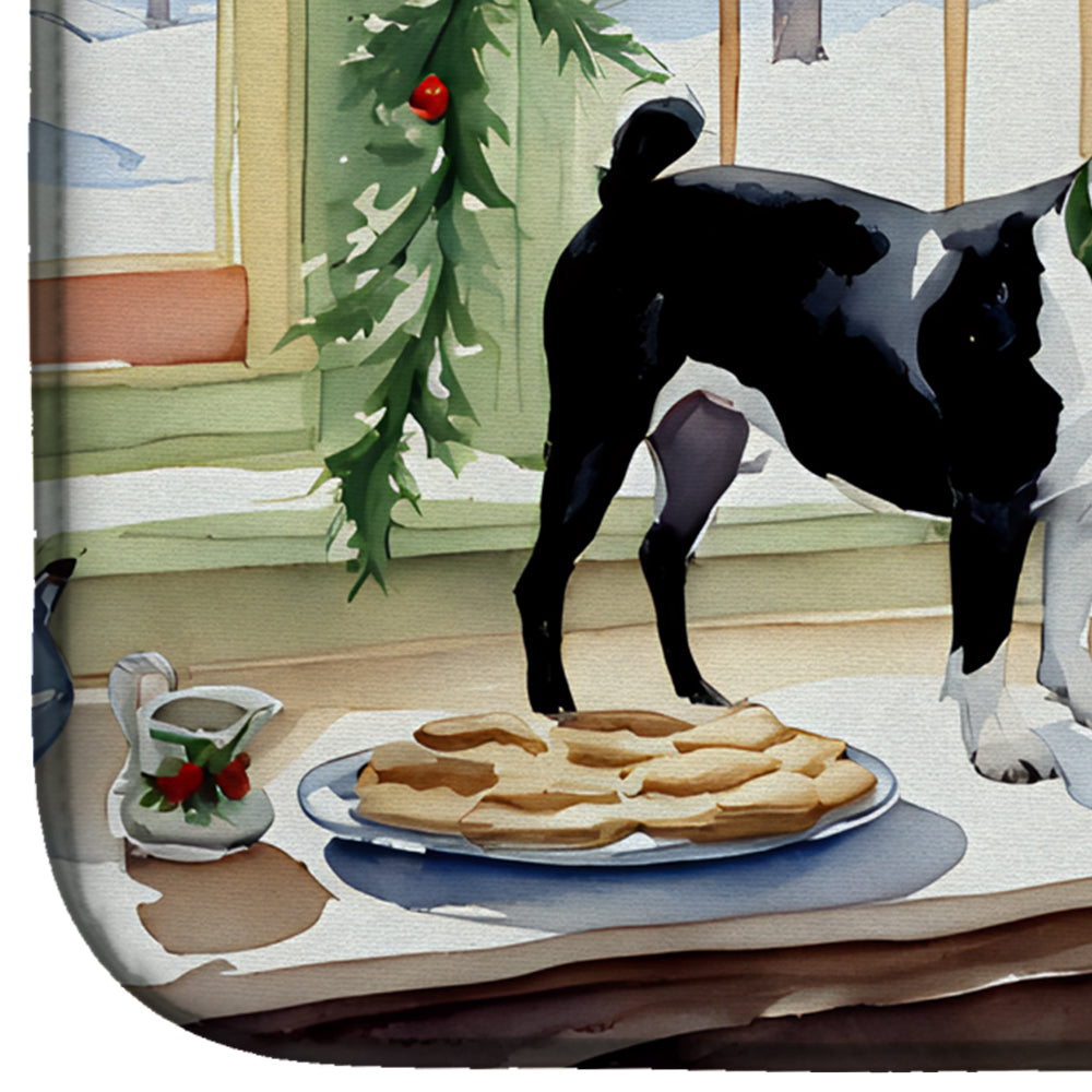 Boston Terrier Christmas Cookies Dish Drying Mat
