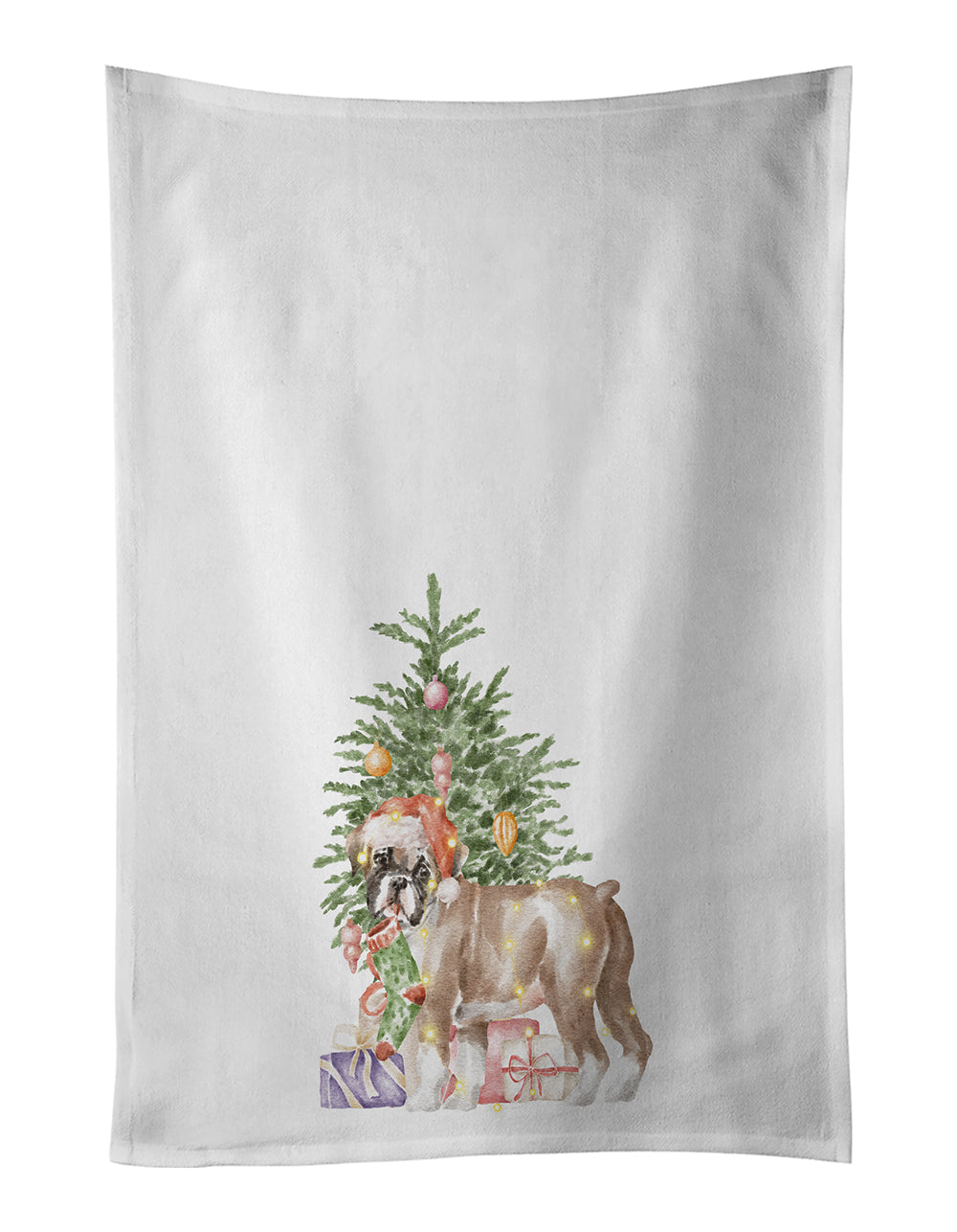 Boxer Puppy #2 Christmas Presents and Tree Kitchen Towel Set of 2