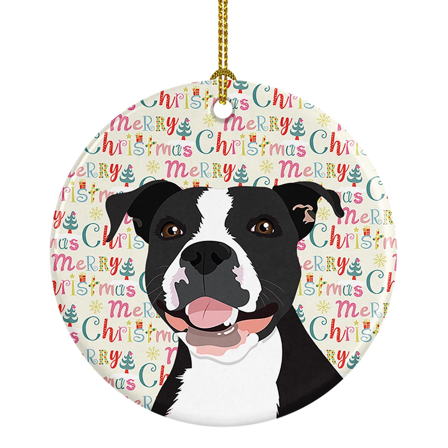 Pit Bull Black #3 Christmas Ceramic Ornament