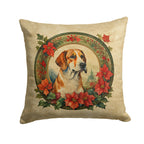 English Foxhound Christmas Flowers Throw Pillow