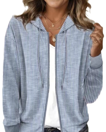 Casual Striped Hoodie with Printed Sheer Commuter Style | Streetwear
