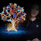 Colorful Rhinestone Christmas Tree Brooch & Scarf Clip