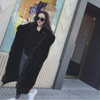 Thickened Long Hooded Jacket in Rex Rabbit Fur for Women