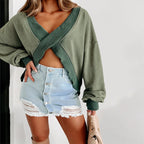 V-neck Long Sleeve Women's Sweater - Winter Style