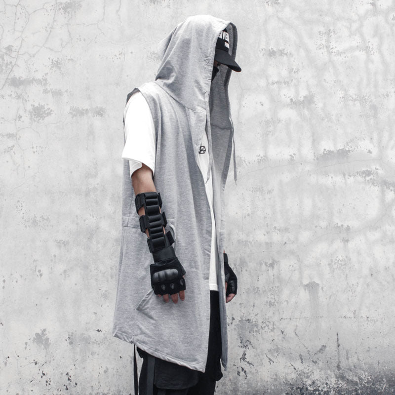 2023 Punk Hip Hop Hooded Trench Coat for Men