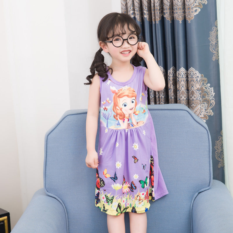 Summer Girls' Cotton Nightgown - Frozen Dress