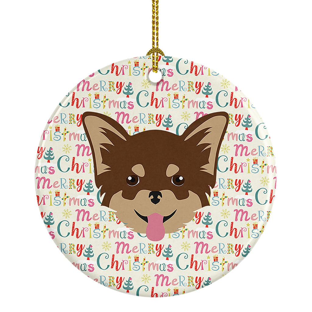 Chihuahua Merry Christmas Ceramic Ornament
