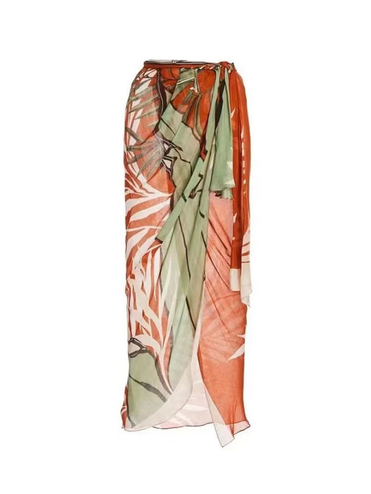 2024 Fashionable Print Bikini with Cover-Up Skirt