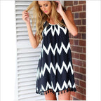 2020 Summer Wave Pattern Fringe Cami Dress