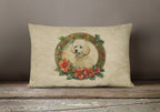 Poodle Christmas Flowers Throw Pillow