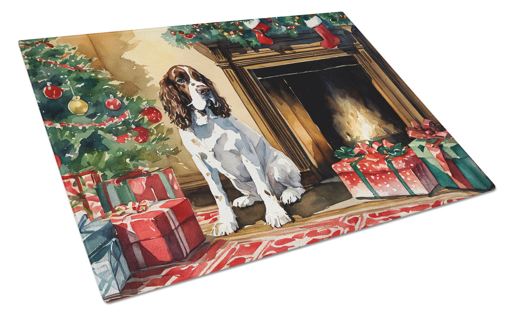 English Springer Spaniel Cozy Christmas Glass Cutting Board