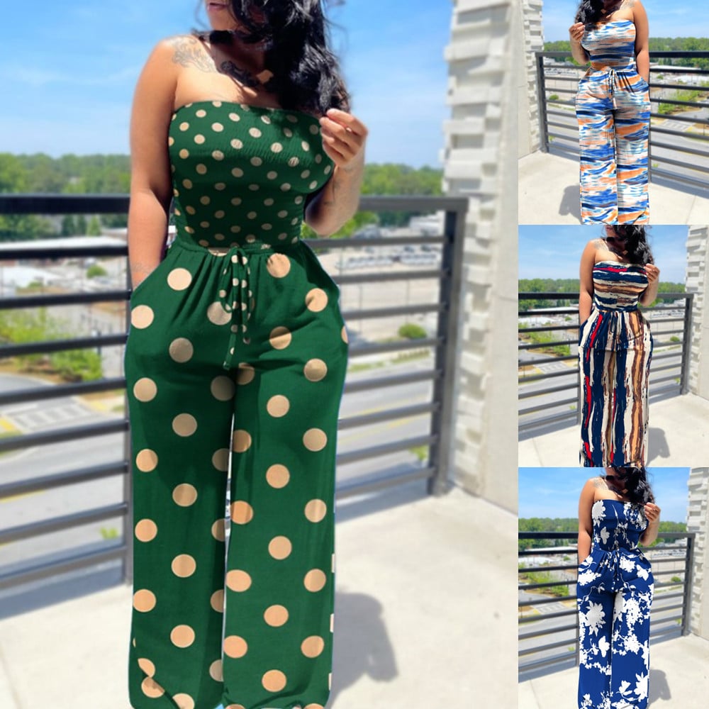 Sleeveless Printed Tube Top Ladies Jumpsuit