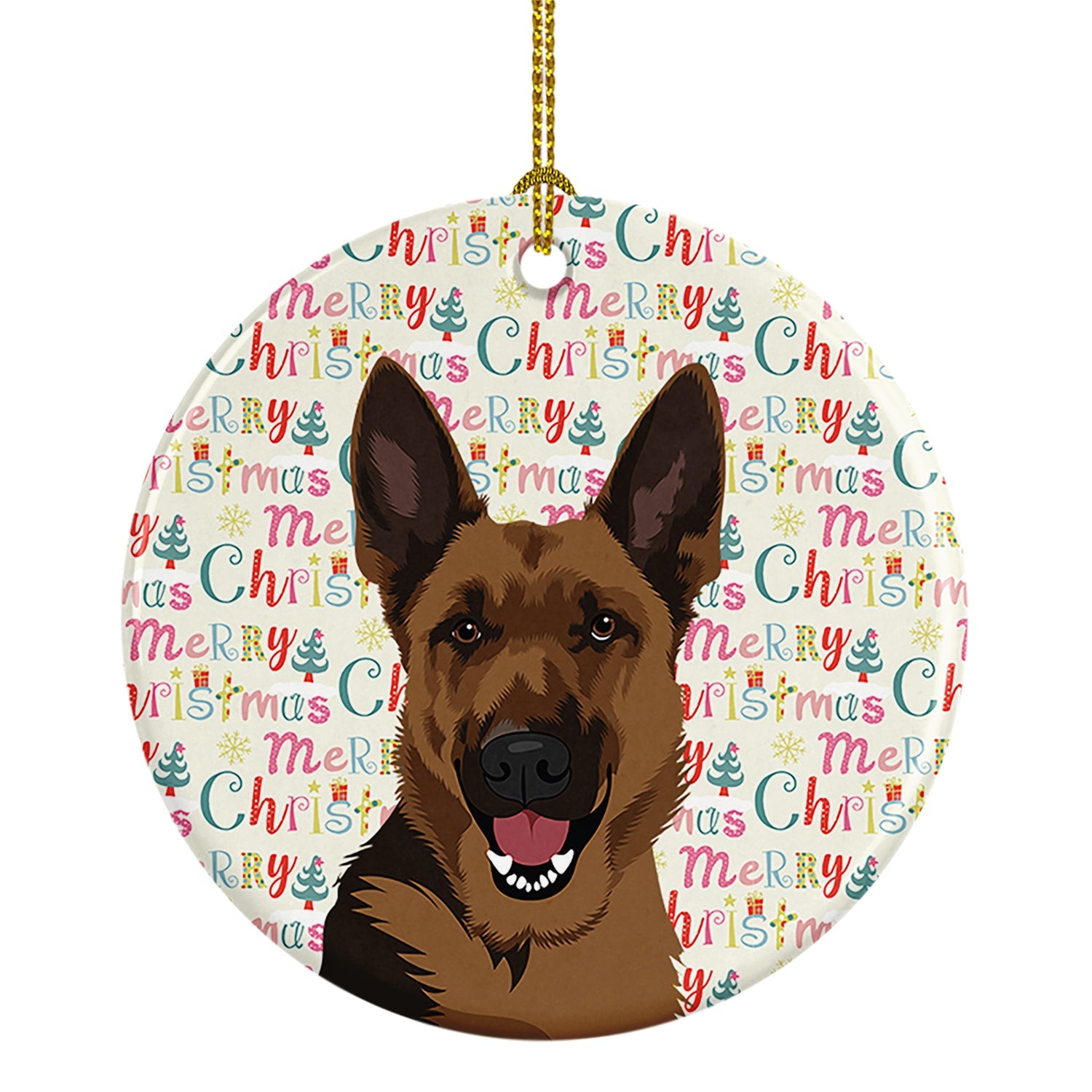 German Shepherd Black and Tan #2 Christmas Ceramic Ornament