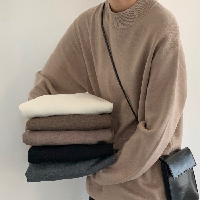 Retro Half Turtleneck Sweater for Easy Matching