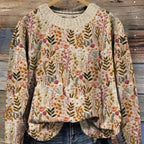 Abstract Printed Drop-Shoulder Long Sleeve Women's Sweater