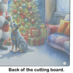 Australian Cattle Dog and Santa Claus Glass Cutting Board