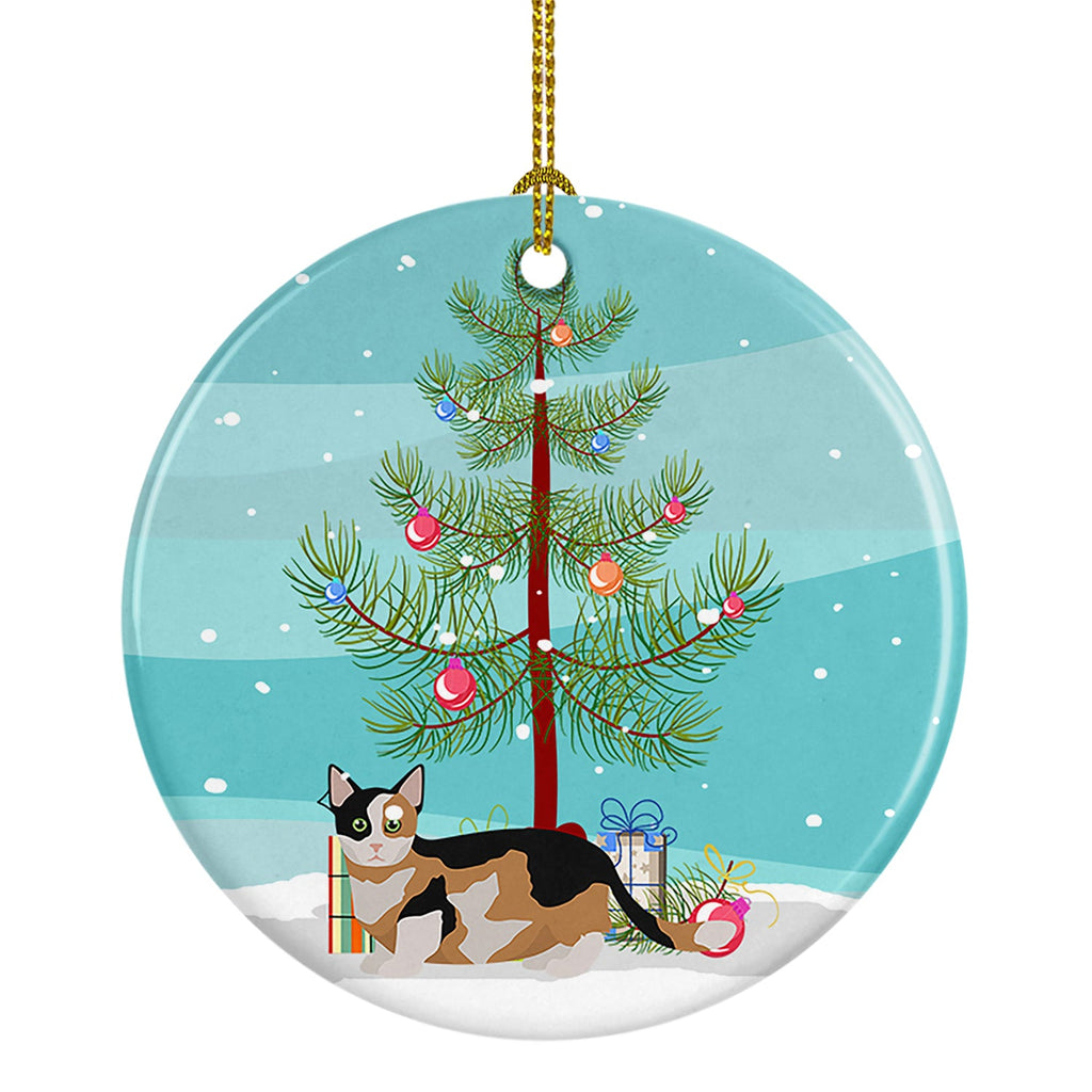 Munchkin Cat Christmas Ceramic Ornament