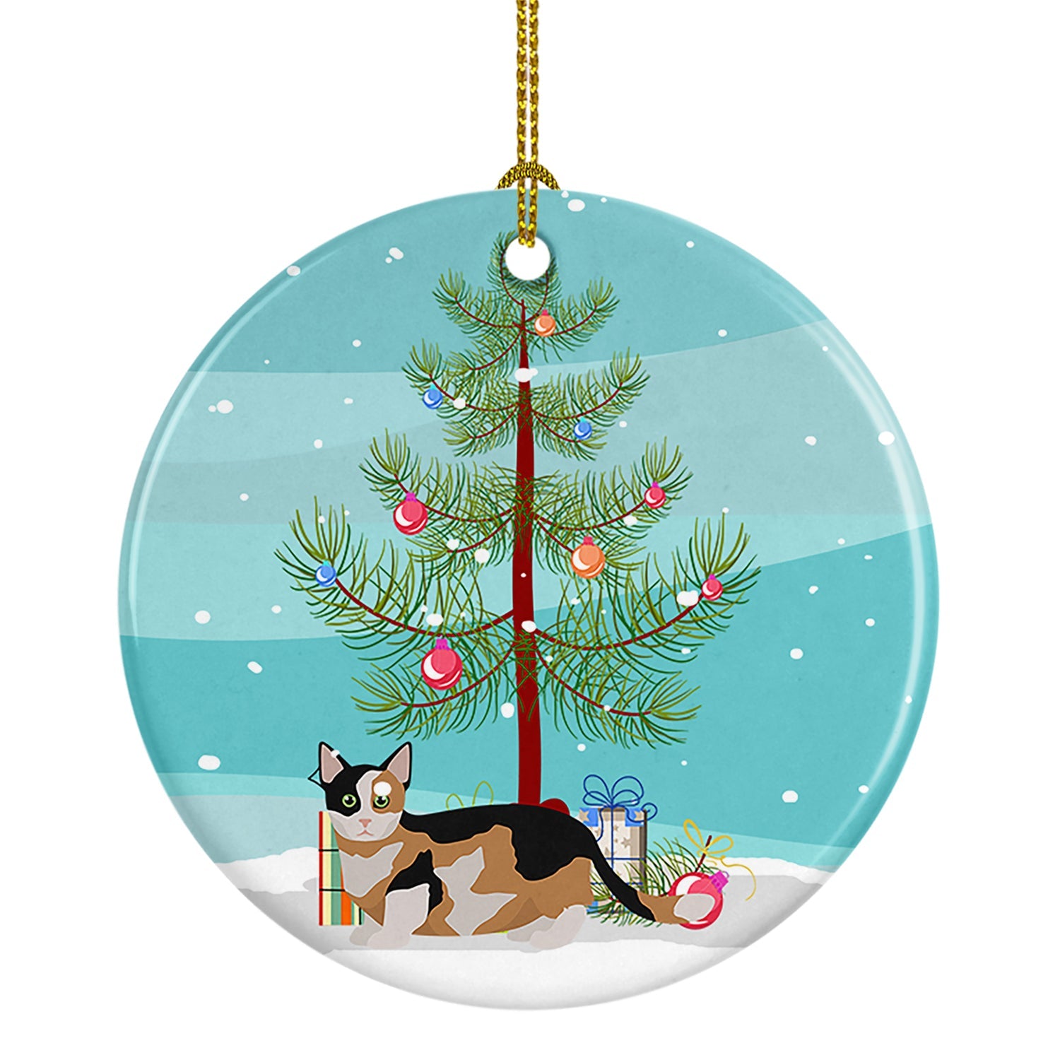 Munchkin Cat Christmas Ceramic Ornament