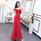 Sexy Spaghetti Strap Dress with Slit Long Gown