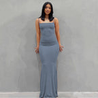 Solid Color Sleeveless Sling Long Dress
