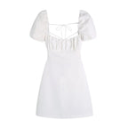 Backless Crossover Camisole Dress with Puff Sleeves