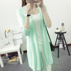 Mid-Length Knitted Sweater Cardigan with Scarf Shawl