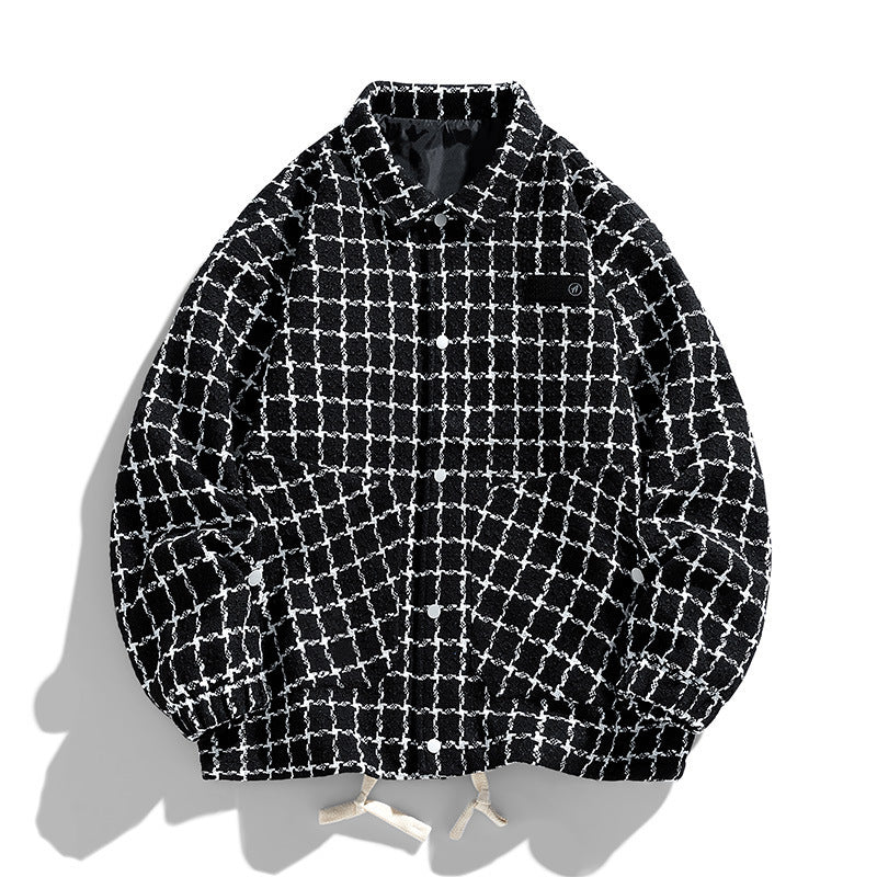 Punk Style Single Breasted Plaid Jacket for Men