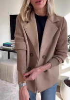 Double-Breasted Splice Sleeve Jacket