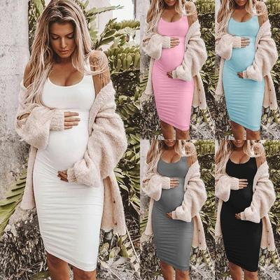 Sleeveless Round Neck Maternity Dress for Pregnant Women