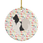 Papillon Merry Christmas Ceramic Ornament
