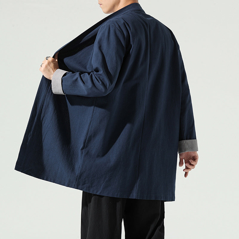 Men's Vintage Loose Kimono Jacket in Black, Blue, Green