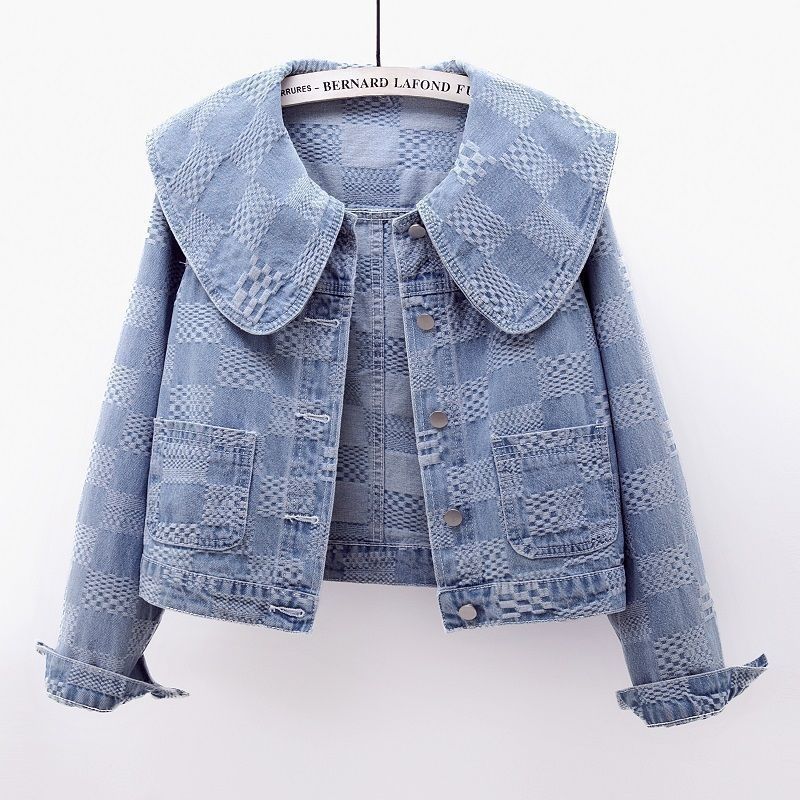 Denim Jacket with Large Collar (One Piece)