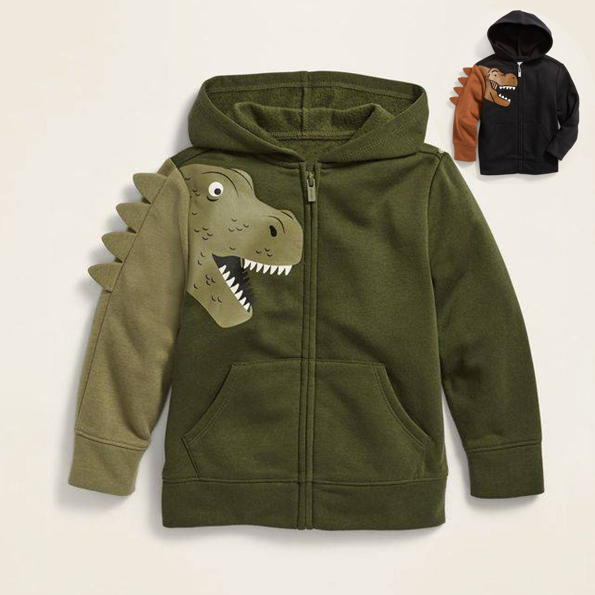Children's Long-sleeved Dinosaur Zipper Hoodie | Streetwear