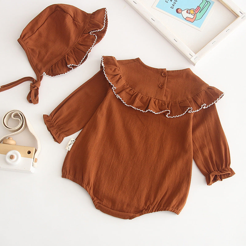 2020 Spring Korean Baby Ruffle Collar Bodysuit