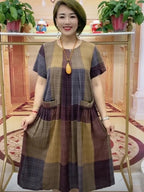 Plus Size Cotton-Linen Summer Dress for Seniors