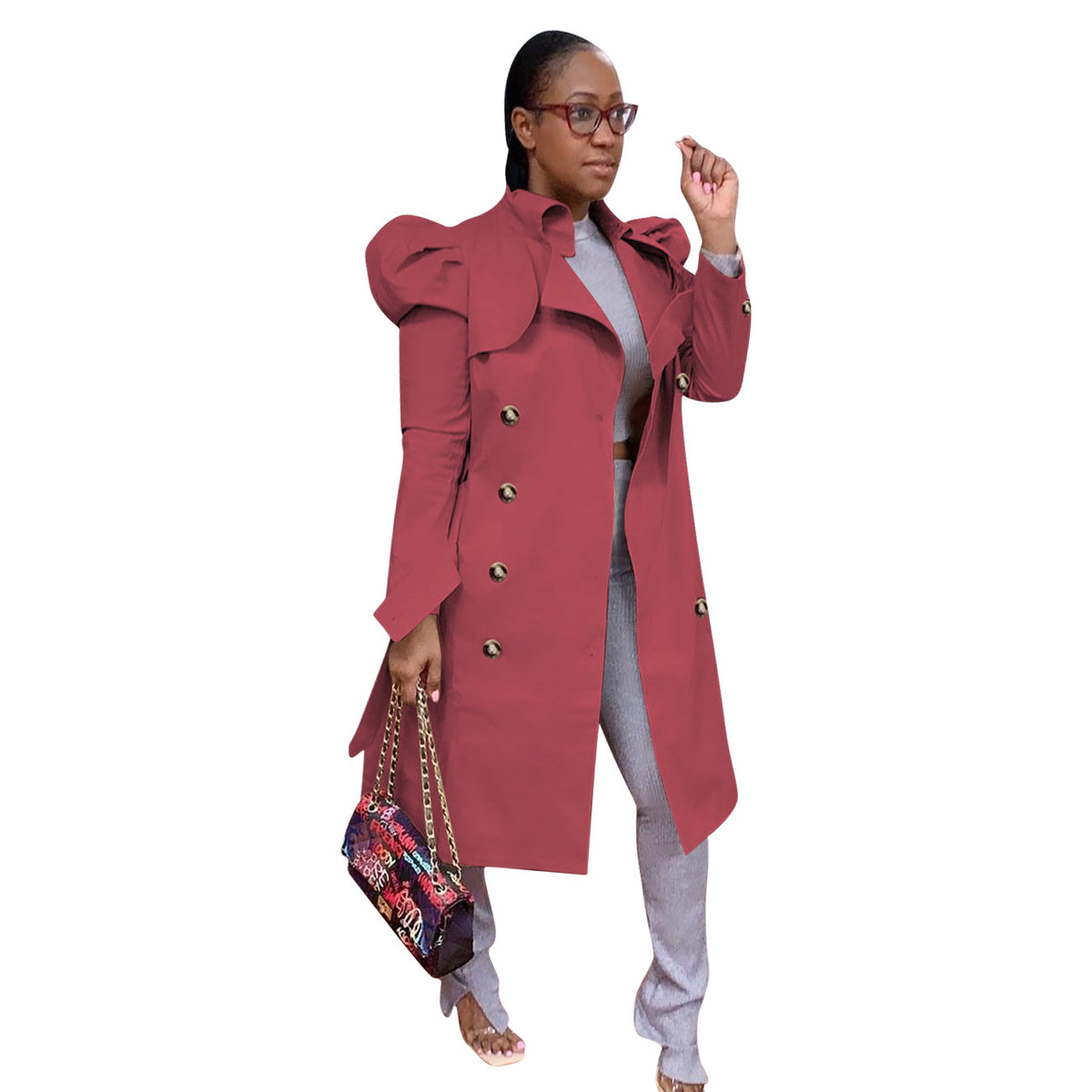 Women's Pure Color Long Trench Coat - All-Match Style