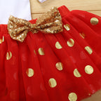 Girls' Long Sleeve Christmas Bodysuit with Tulle Skirt