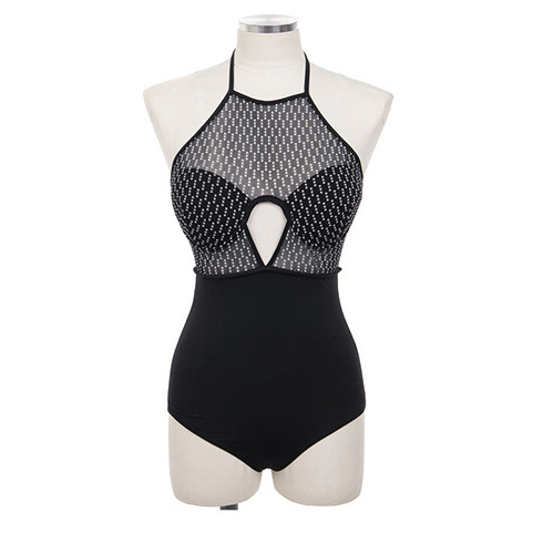 Black Lace One-Piece Swimsuit