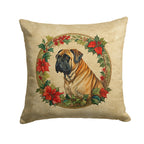 Mastiff Christmas Flowers Throw Pillow