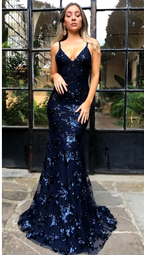 Deep V Sequin Dress with Spaghetti Straps